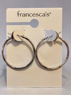 Francesca's Collections Shiny Silver Twisted Hoop Earrings
